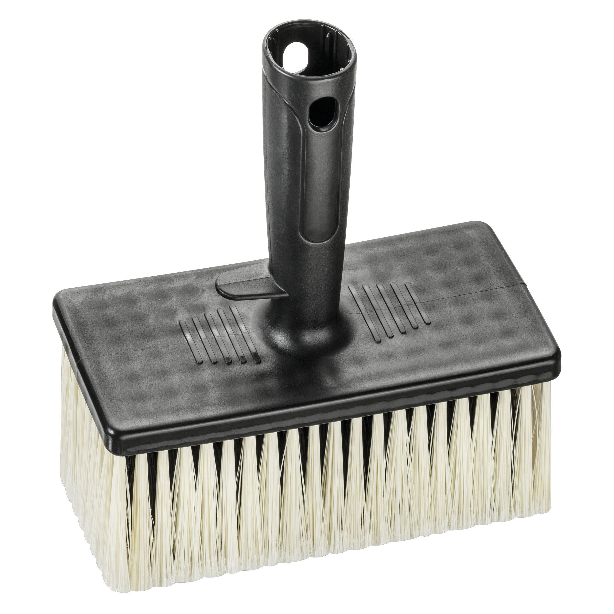 Deckenbürste mit weißem Synthetikhaar und schwarzem Kunststoffgriff