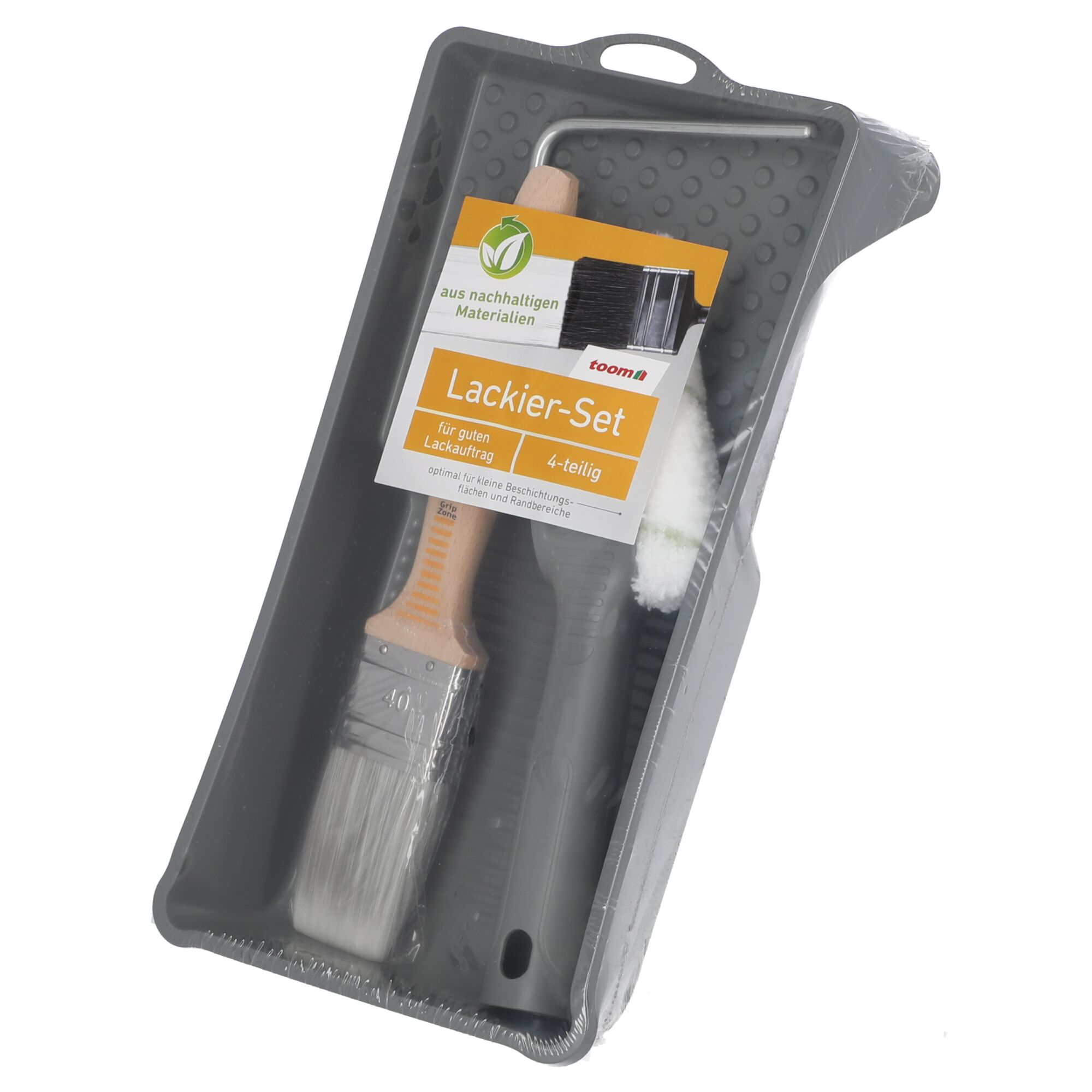 4-teiliges Lackier-Set mit Farbrolle und Pinsel