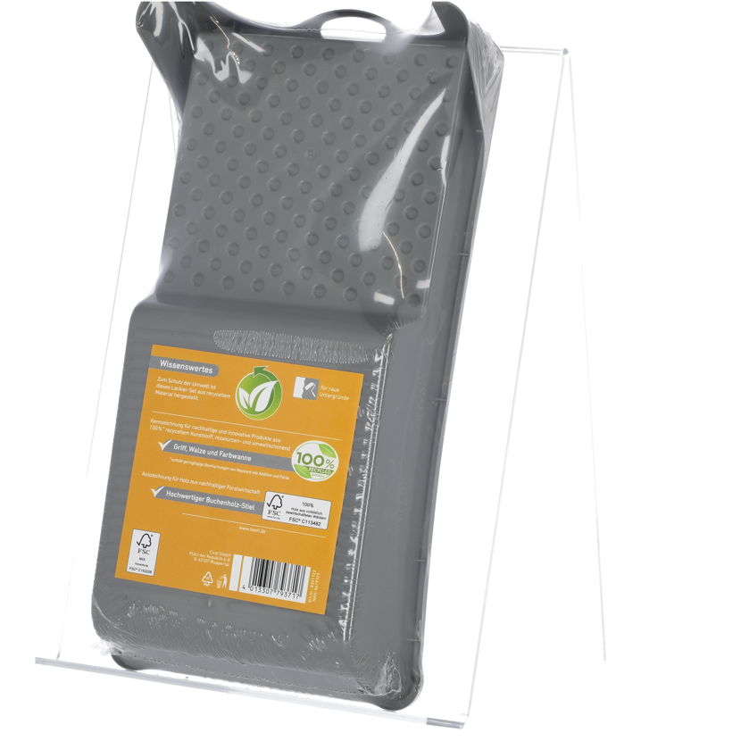 Graue Farbwanne in Folie verpackt