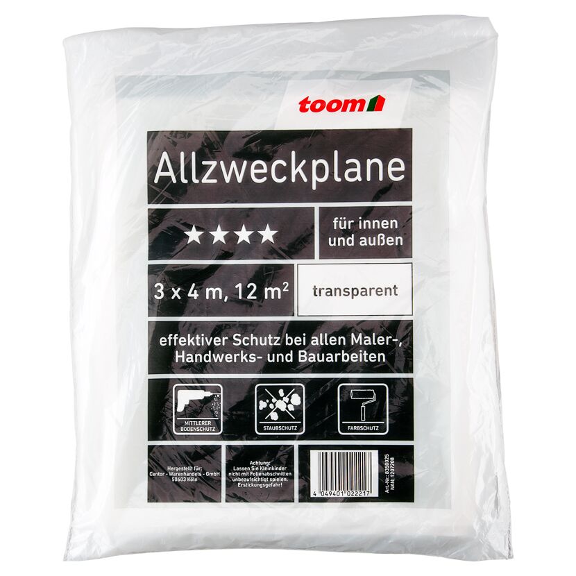 toom Allzweckplane transparent, 3 x 4 m, 12 m²