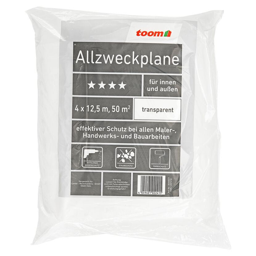 toom Allzweckplane transparent, 4 x 12,5 m, 50 m²