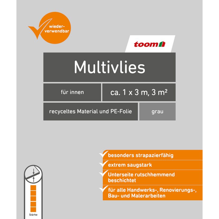 Multivlies Vlies/Polyethylen grau 1 x 3 m