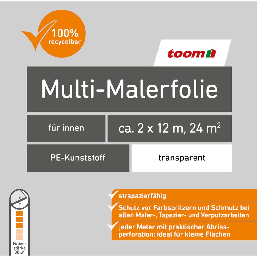 Transparente toom Multi-Malerfolie, 2 x 12 m