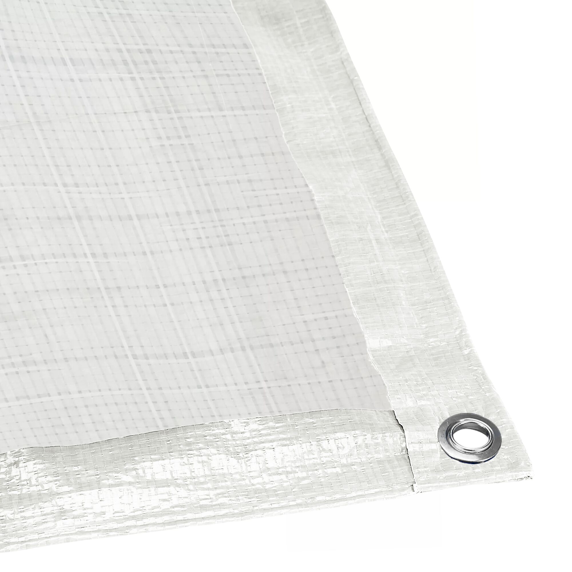 Weiße Gewebeplane mit Öse