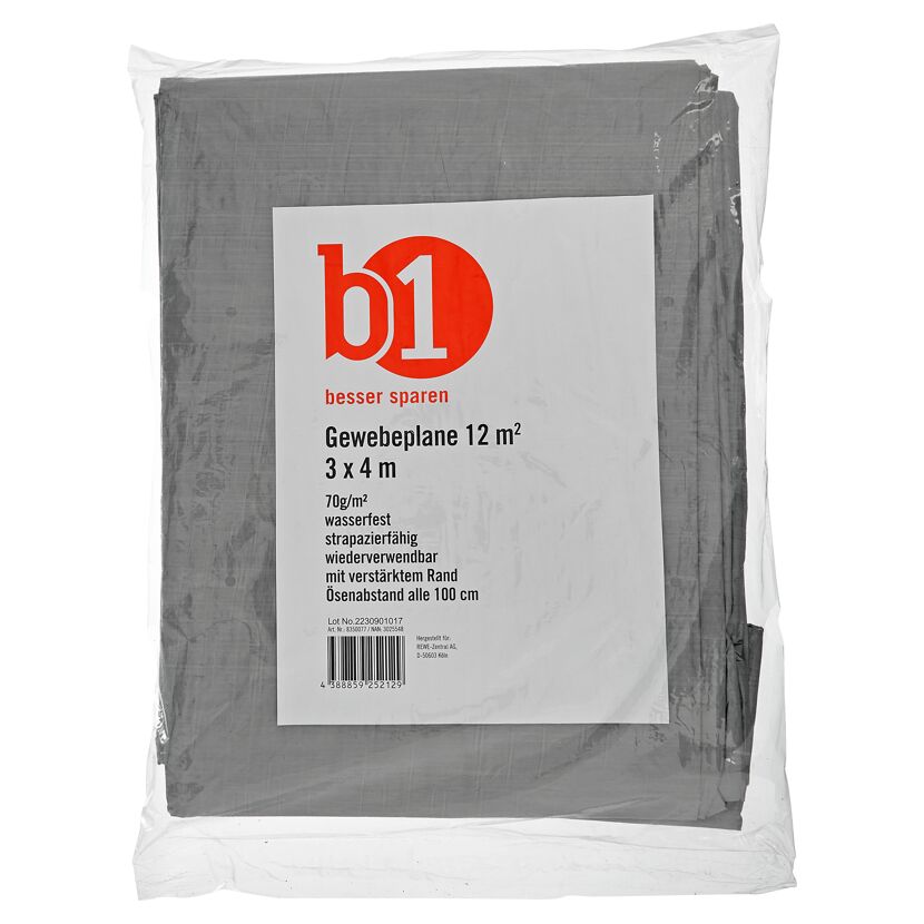 Graue Gewebeplane 3 x 4 m, originalverpackt