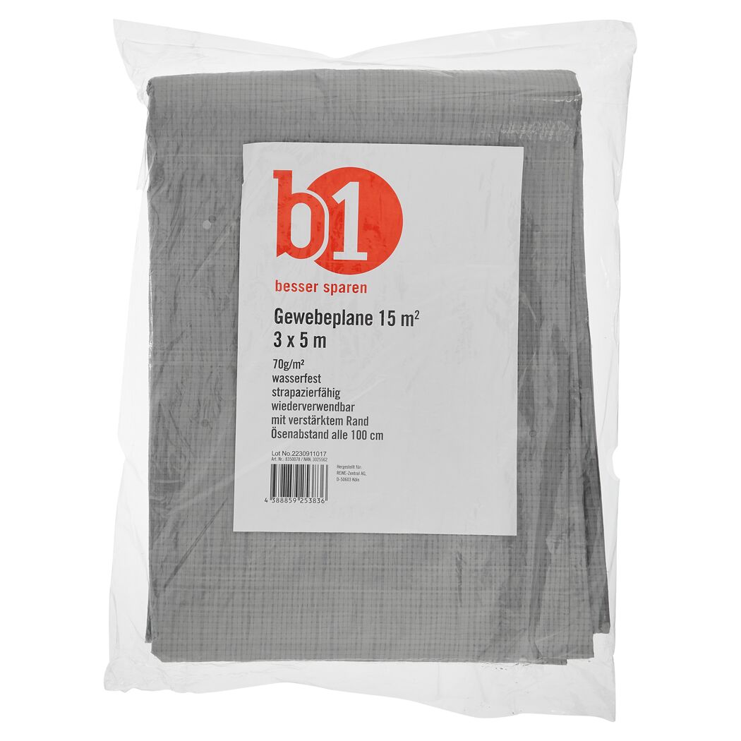Graue Gewebeplane 3 x 5 m, originalverpackt