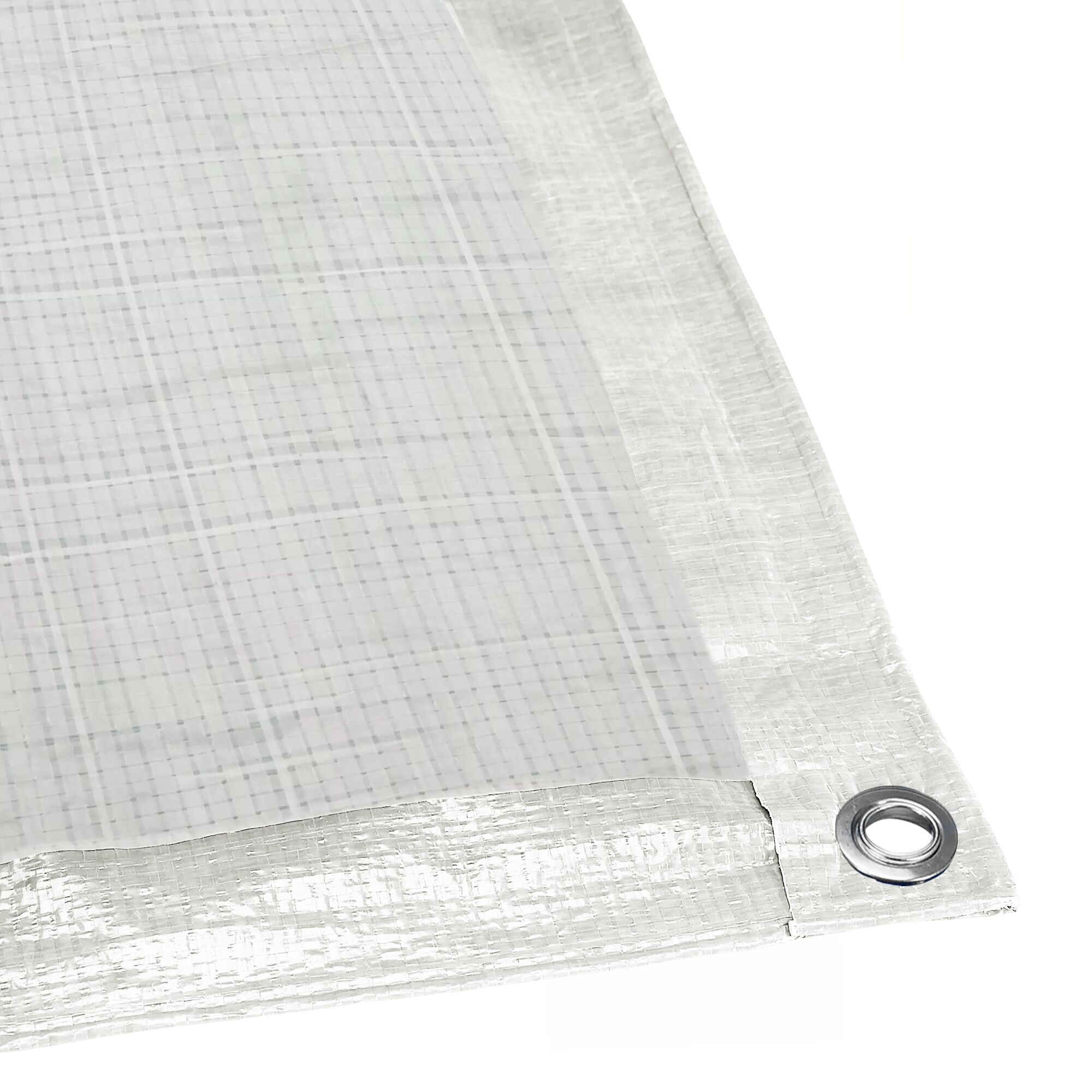 Weiße Gewebeplane mit Öse