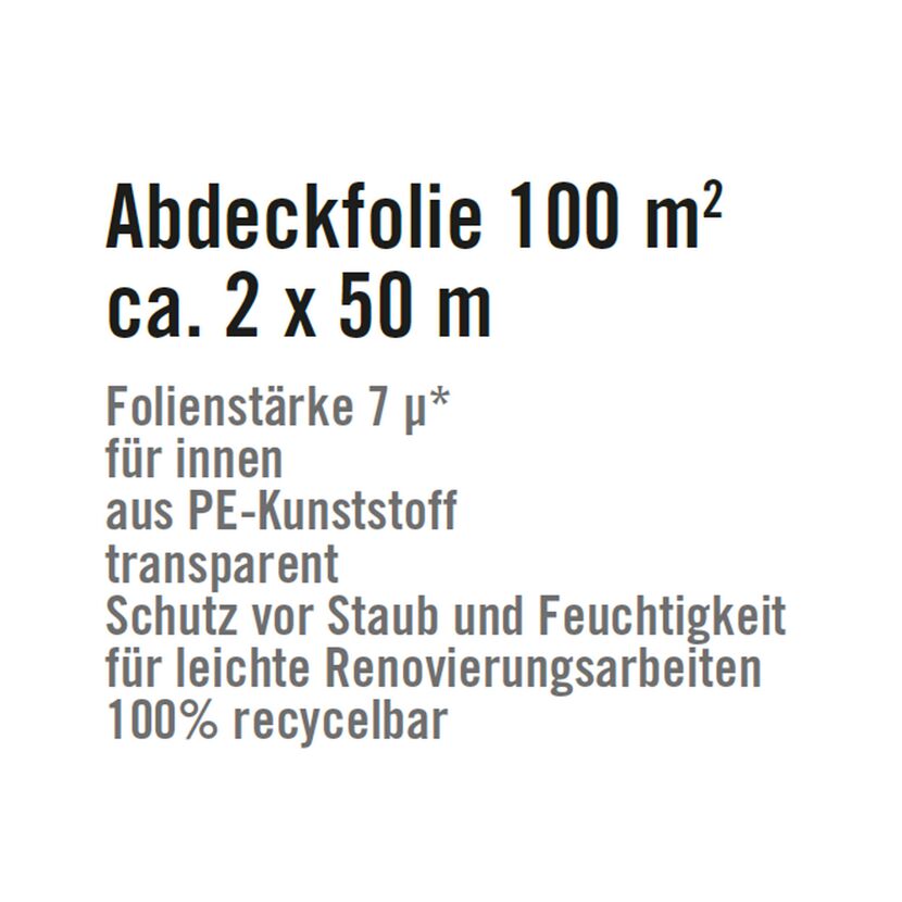 Abdeckfolie 100 m² aus PE-Kunststoff, transparent