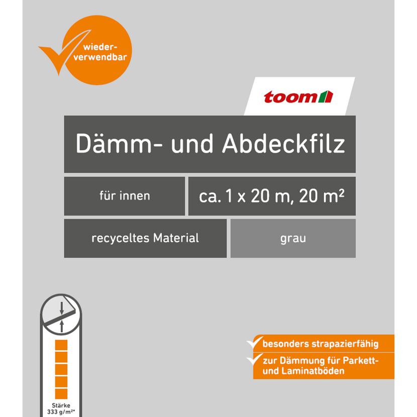 Grauer Dämm- und Abdeckfilz von toom