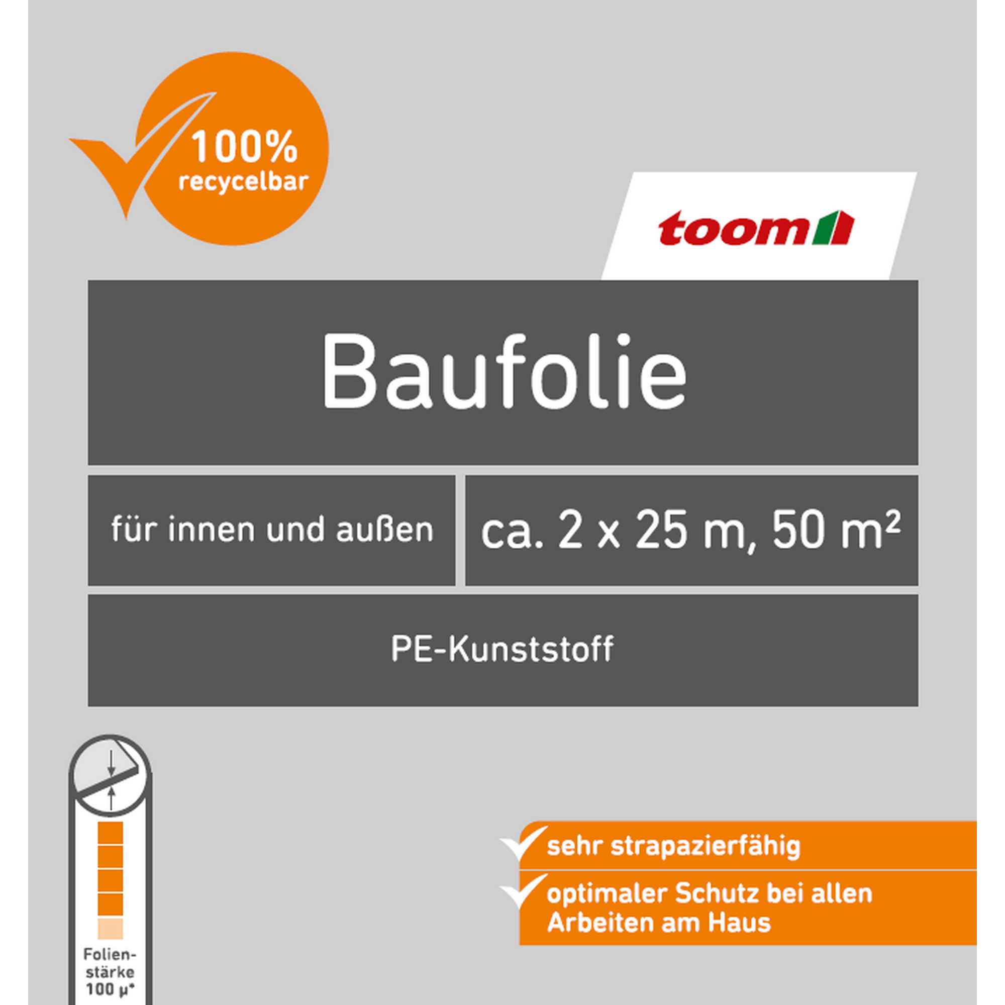 Baufolie 'Extrastark' Polyethylen 2 x 25 m + product picture