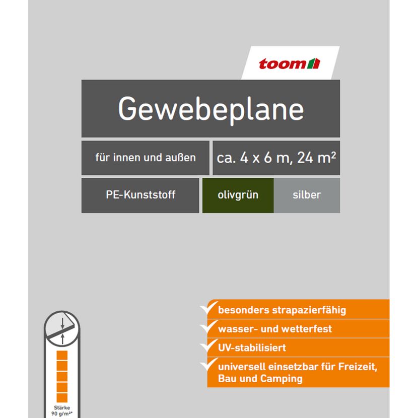 Gewebeplane Polyethylen grün/silbern 4 x 6 m