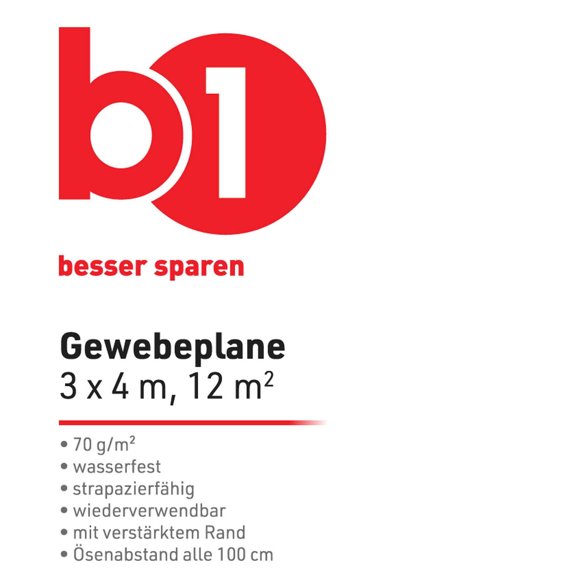 Gewebeplane grau 3 x 4 m 70 g/m²
