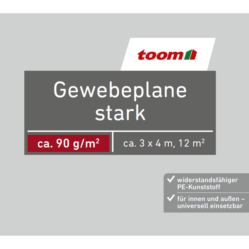 Gewebeplane stark 3 x 4 m 90 g/m²