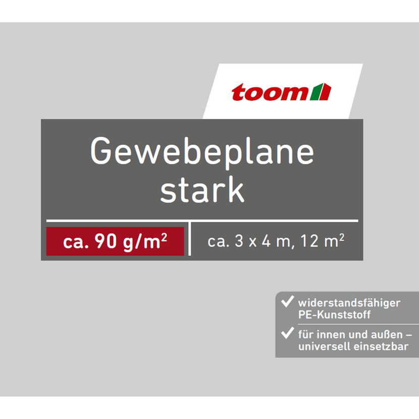 Gewebeplane stark 3 x 4 m 90 g/m²