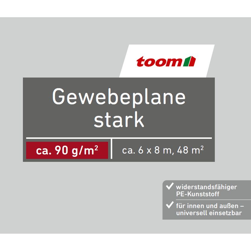 Gewebeplane stark 6 x 8 m 90 g/m²