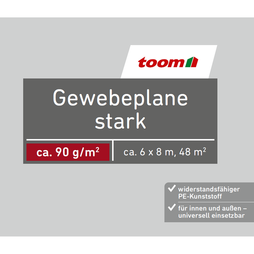 Gewebeplane stark 6 x 8 m 90 g/m²