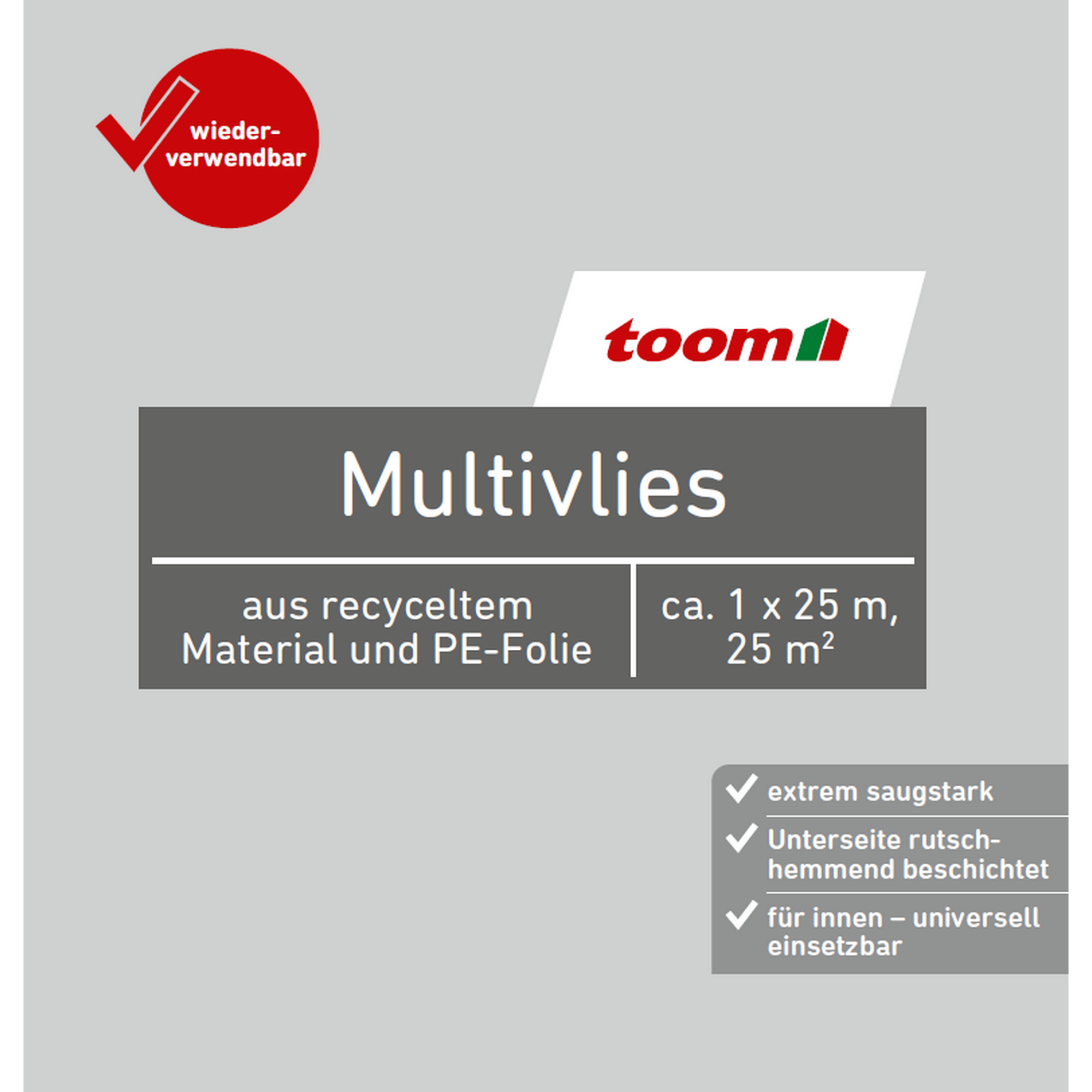 Multivlies Vlies/Polyethylen grau 1 x 25 m