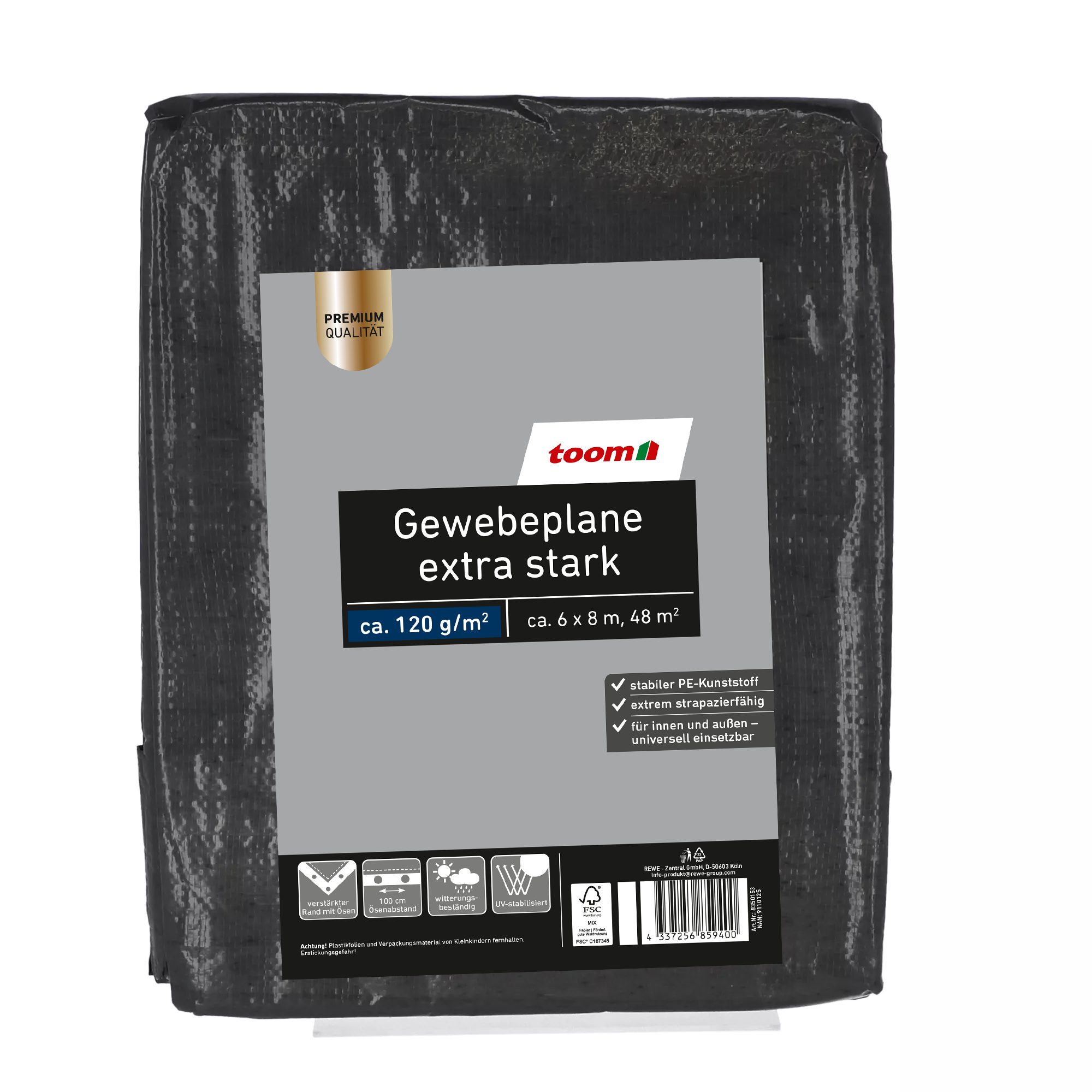 Gewebeplane extra stark 6 x 8 m 120 g/m²