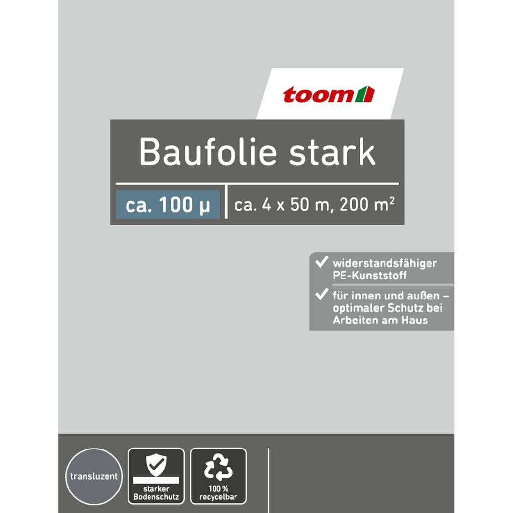 Baufolie stark 4 x 50 m 100 g/m² transluzent