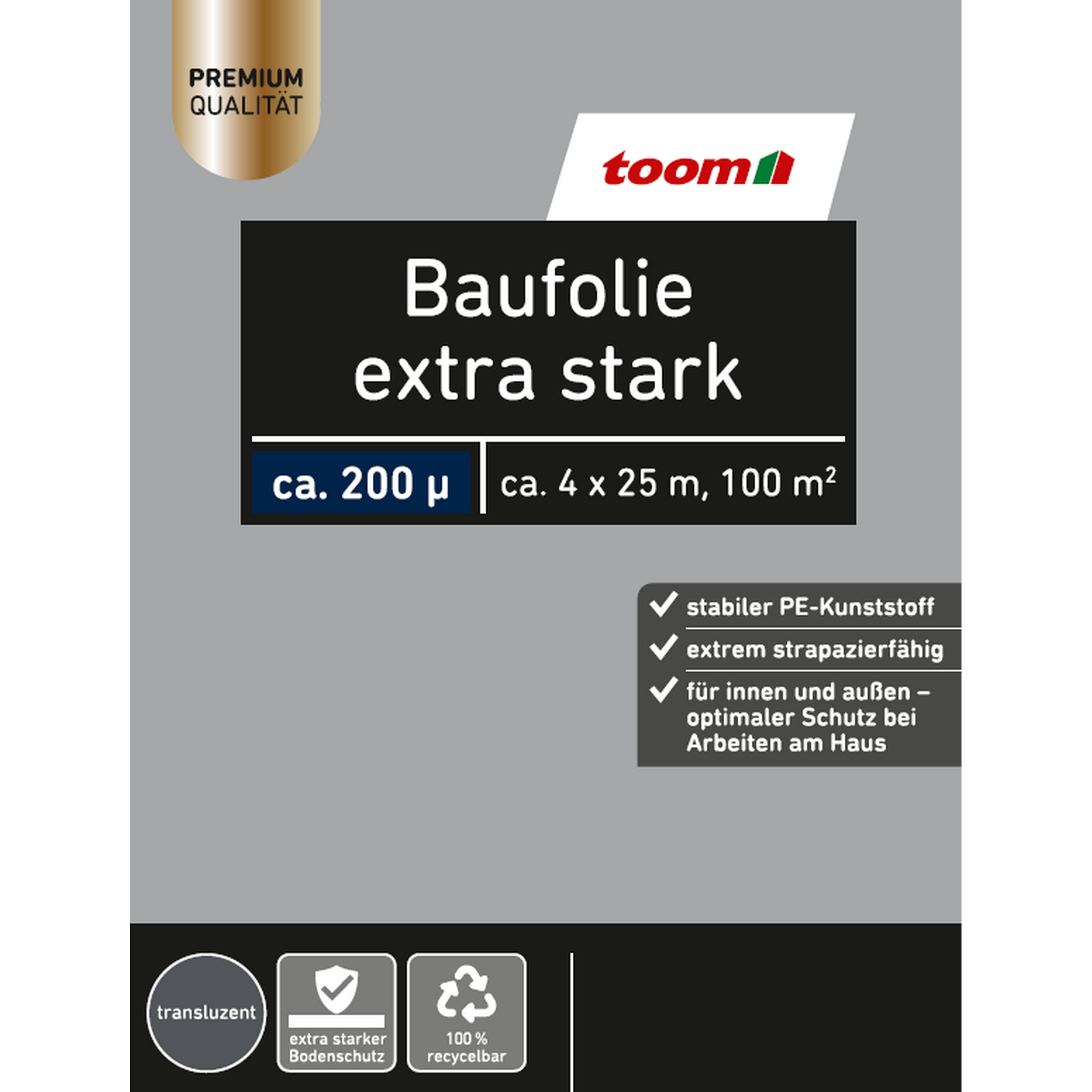 Baufolie extra stark transluzent 4 x 25 m 200 μ