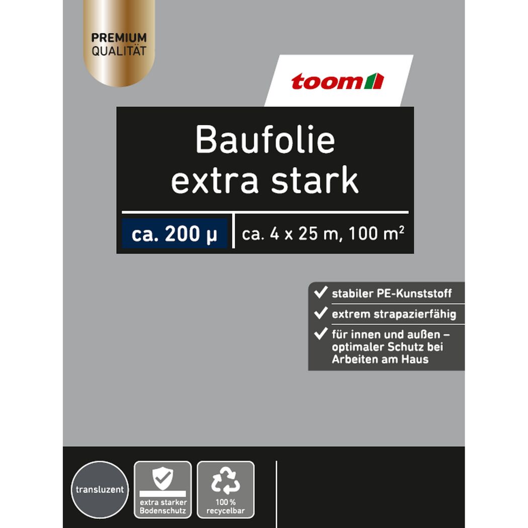 Baufolie extra stark 4 x 25 m 200 g/m² transluzent