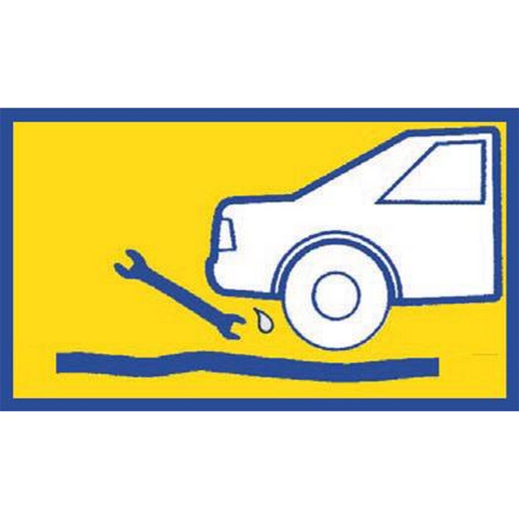 Auto mit tropfendem Öl und Schraubenschlüssel