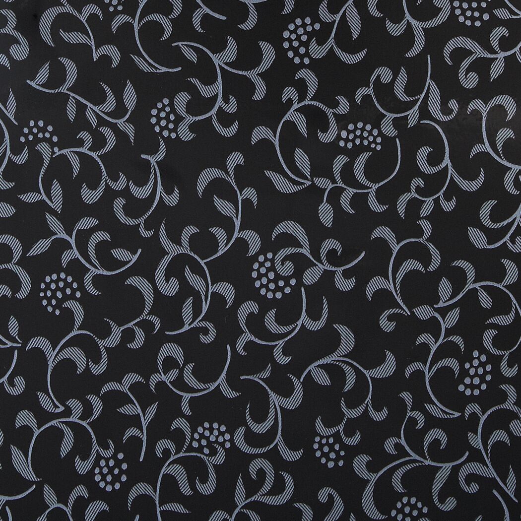 Schwarze Klebefolie mit silber-grauem Blätterrankenmuster