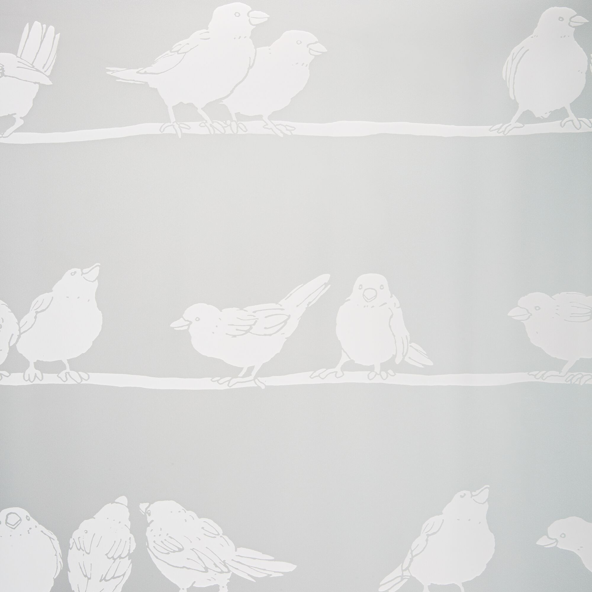 Weiße Vögel auf hellgrauem Hintergrund. Static Premium Filippa.