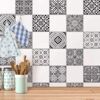 Schwarze und weiße Fliesenaufkleber an der Küchenwand