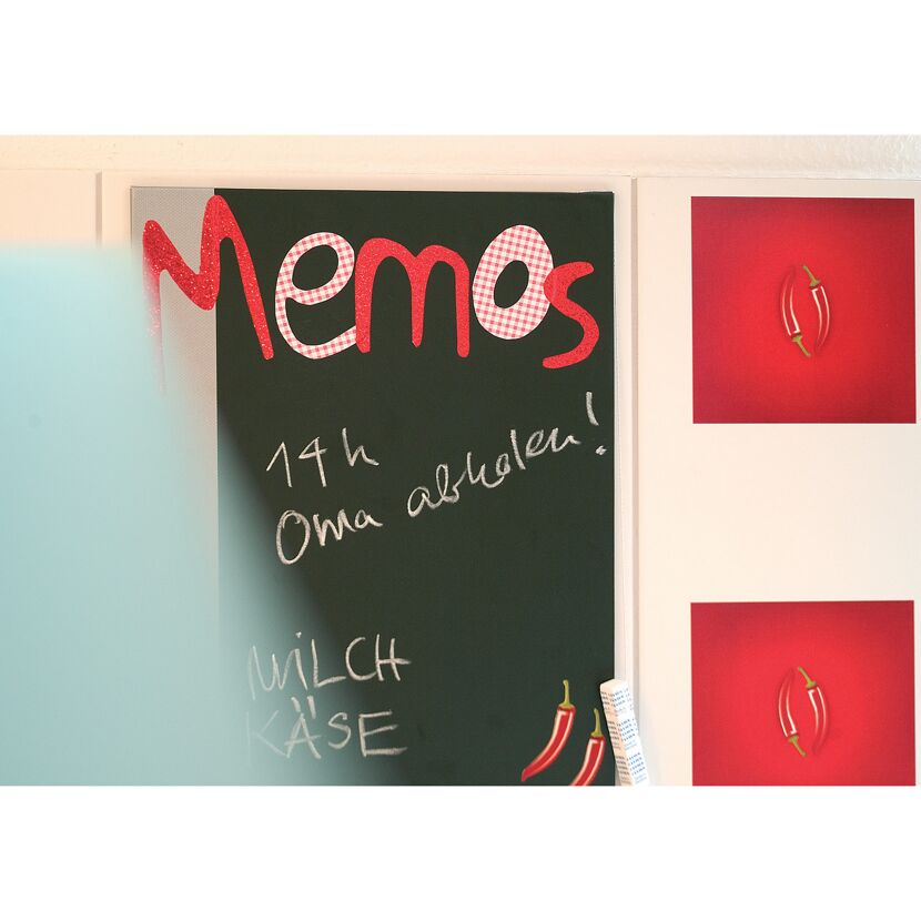 Grüne Tafel mit Notizen