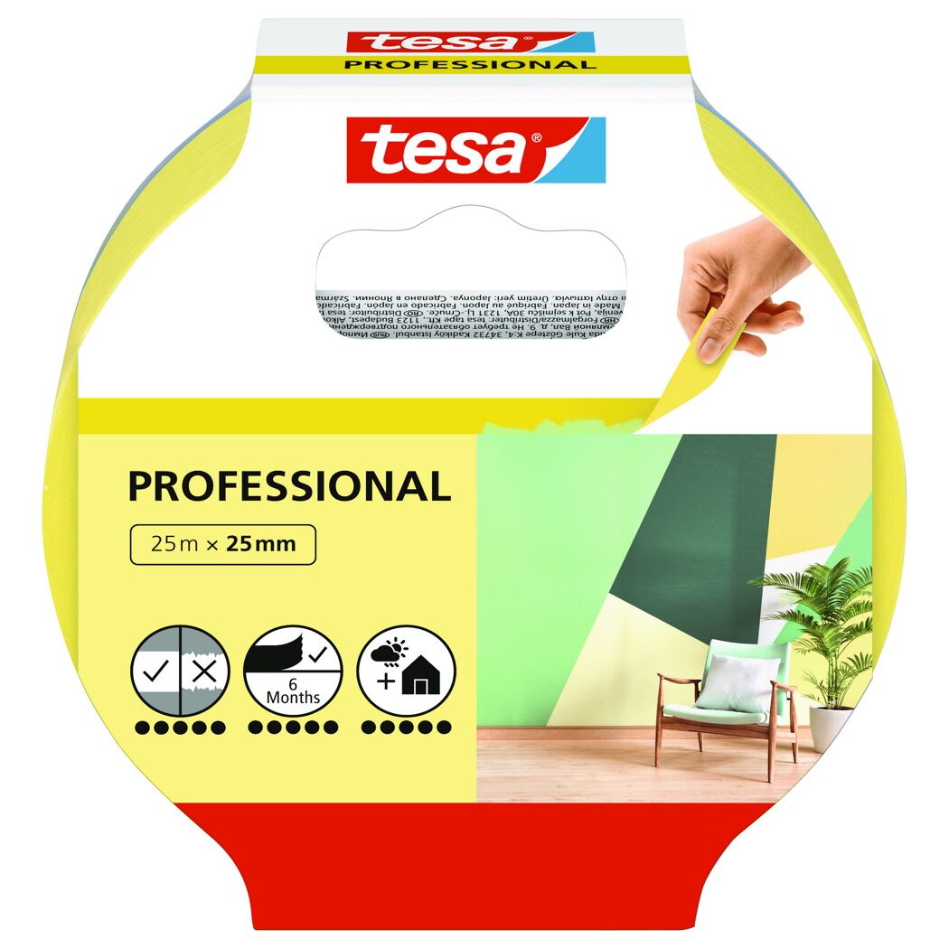 Tesa Professional Malerband, gelb, 25 m x 25 mm