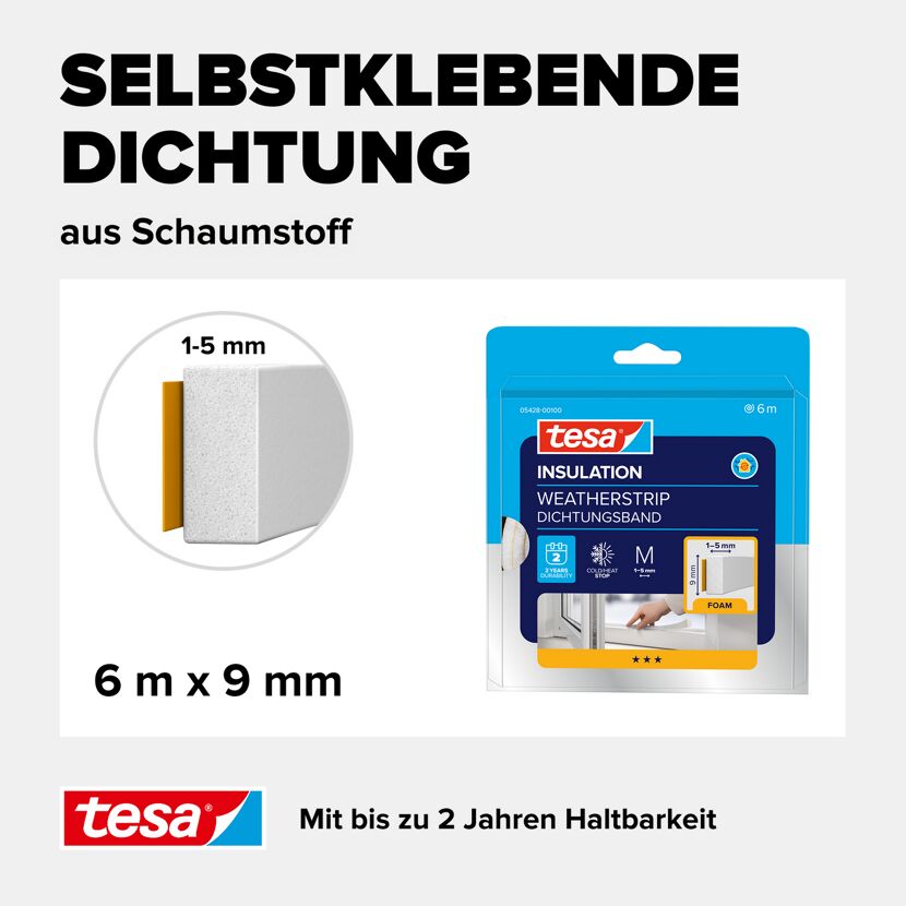 Schaumstoffdichtung Universal 'Insulation' weiß 0,6 x 0,9 x 600 cm