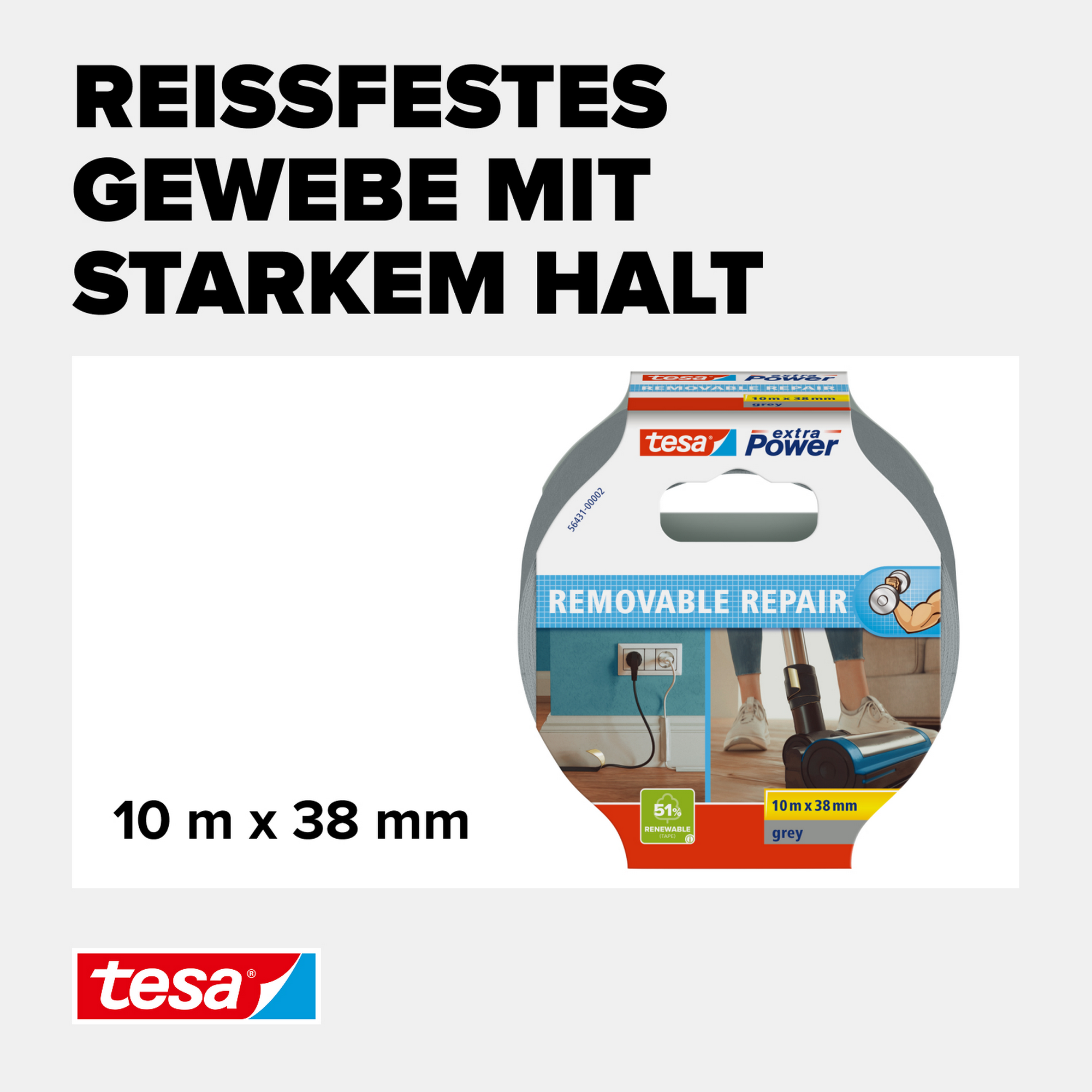 Klebeband 'Removable Repair' grau 10 m