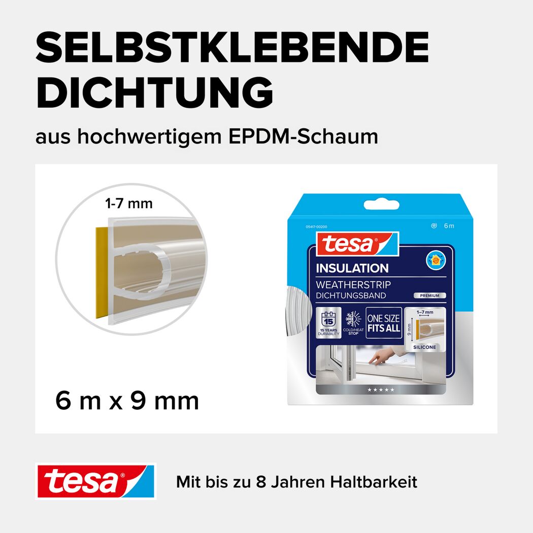 Dichtungsband Silikon 'Insulation' transparent 0,7 x 0,9 x 600 cm