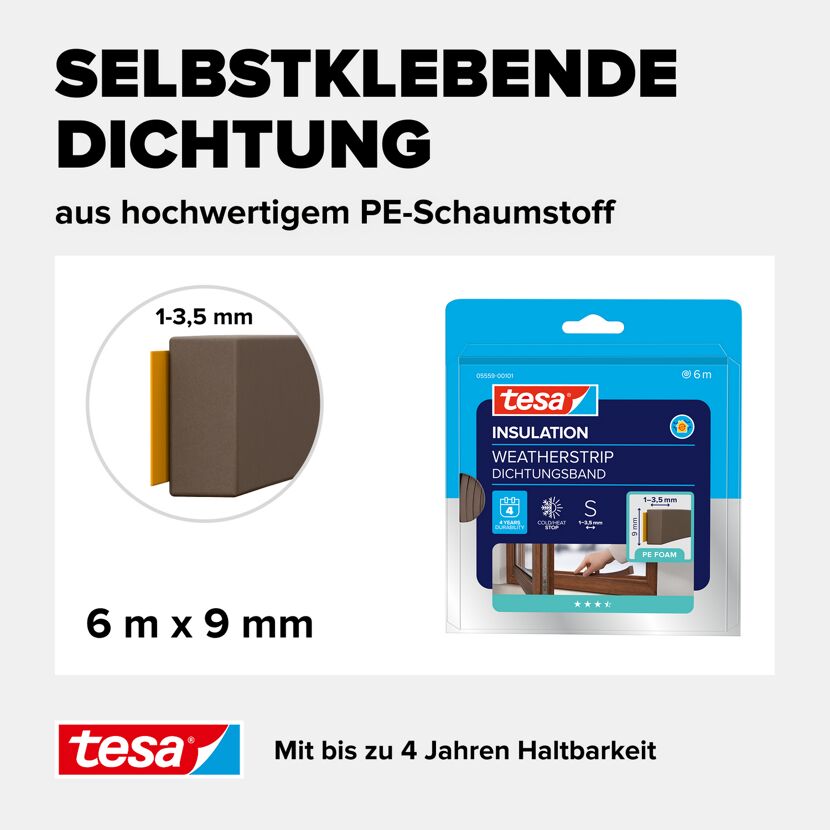Schaumstoffdichtung Standard 'Insulation' braun 0,4 x 0,9 x 600 cm