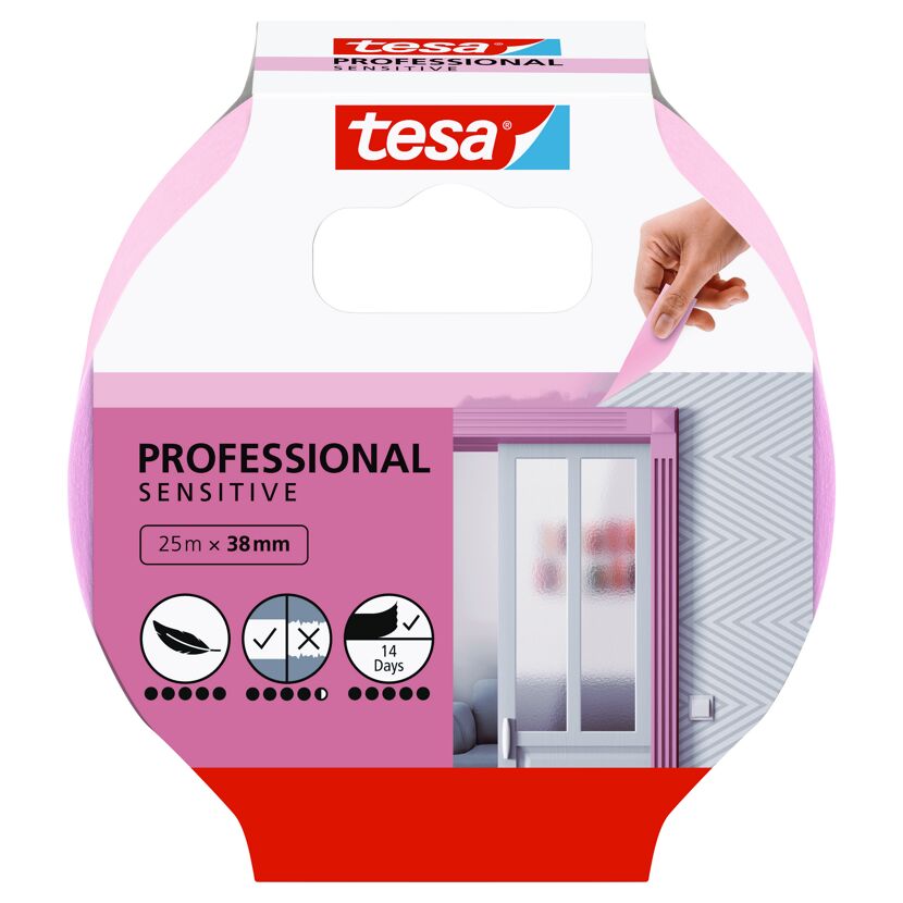 Tesa Malerband „Tapeten“ 25 m x 3,8 cm Rosa
