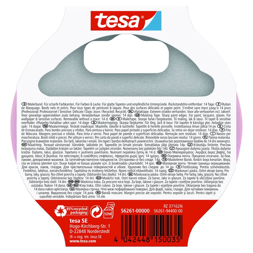 Tesa Malerband „Tapeten“ 25 m x 3,8 cm Rosa