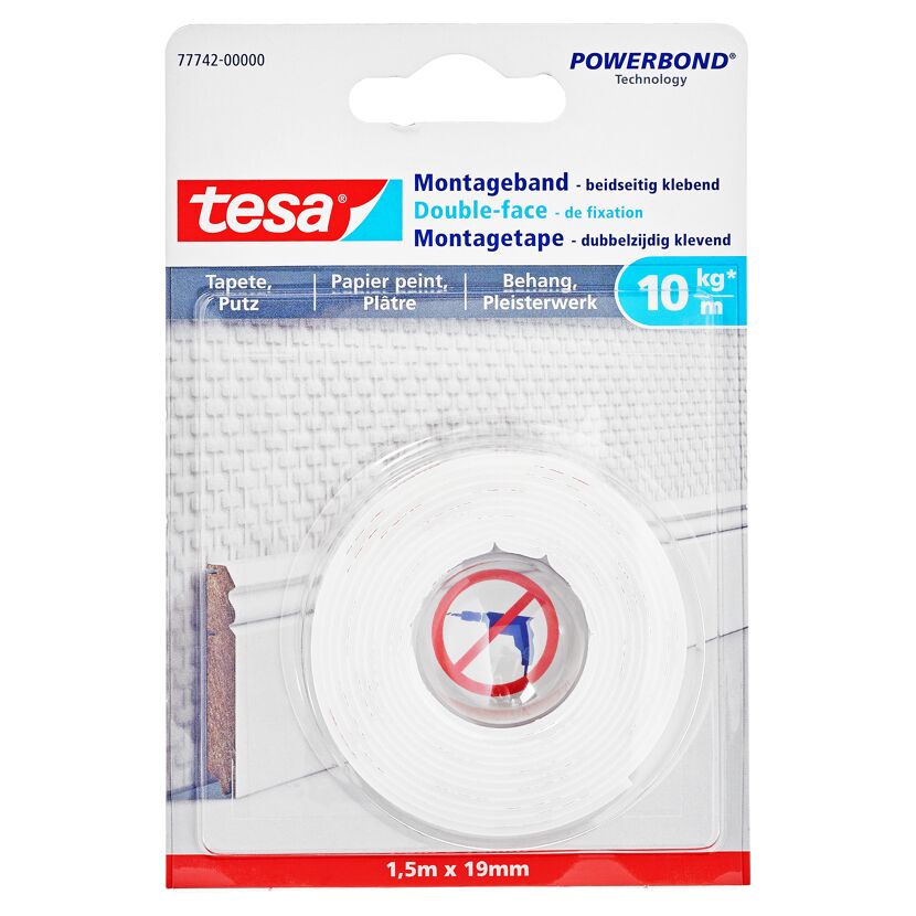 Tesa Montageband, 1,5 m x 19 mm, 10 kg/m