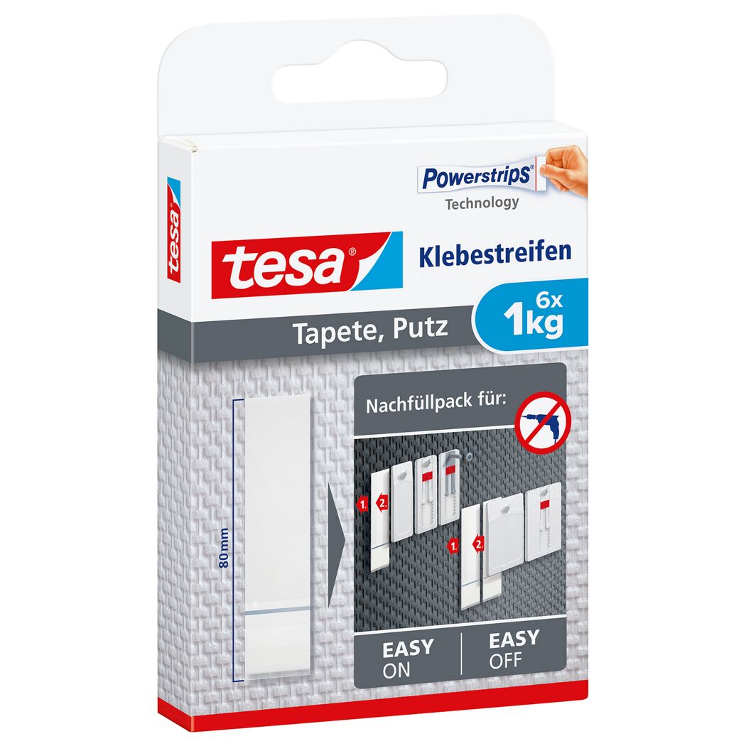 Klebestreifen 'Powerstrips' Tapete/Putz weiß 1 kg 6 Stück