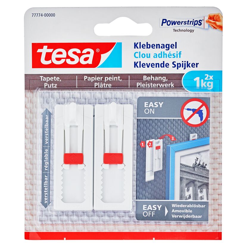 Tesa Klebenagel verstellbar, 2 Stück, 1 kg