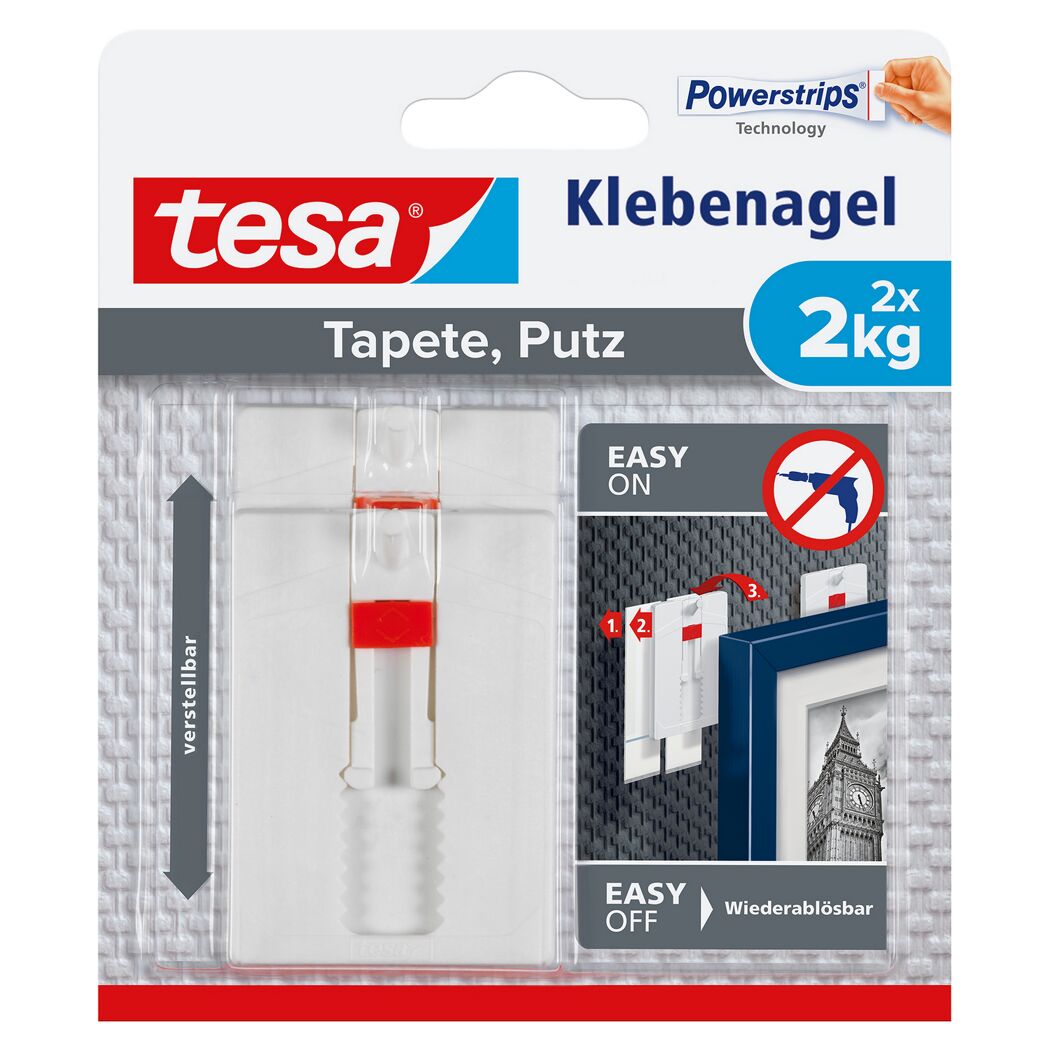 Klebenägel verstellbar Tapete/Putz weiß 2 Stück 2 kg