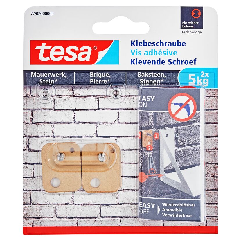 Tesa Klebeschrauben 2 Stück 5 kg, ohne Bohren