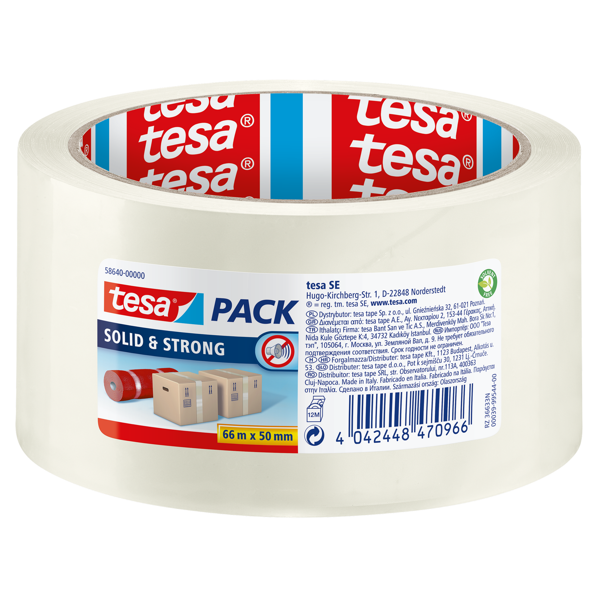 Paketband tesapack® 'Solid&Strong' 50 mm x 66 m transparent + product picture