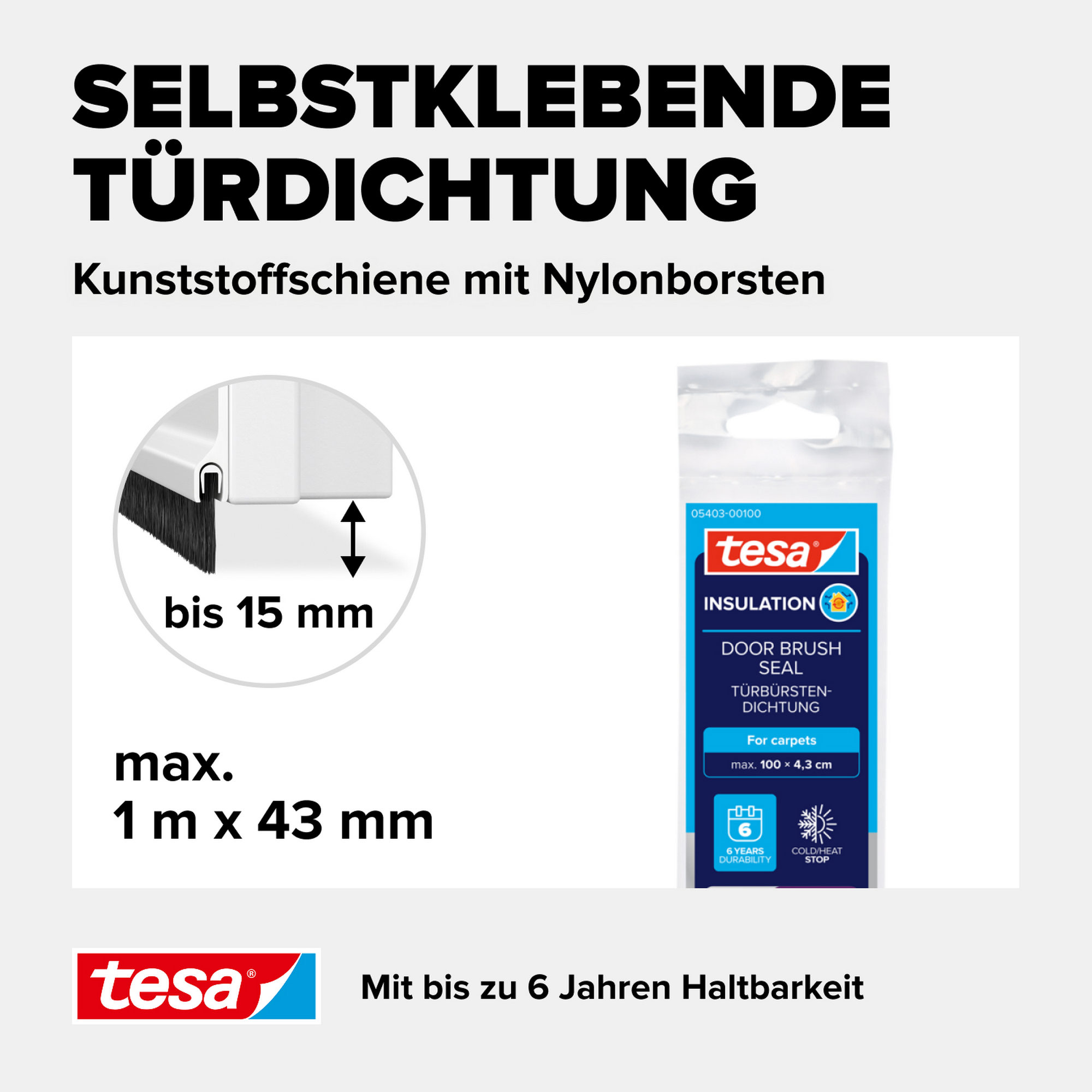 Türdichtschiene 'Insulation' für Textilböden weiß 100 x 4,3 cm