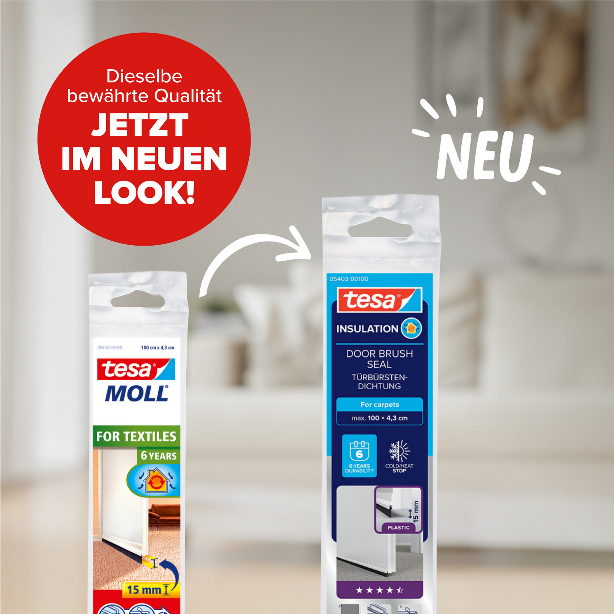 Türdichtschiene 'Insulation' für Textilböden weiß 100 x 4,3 cm