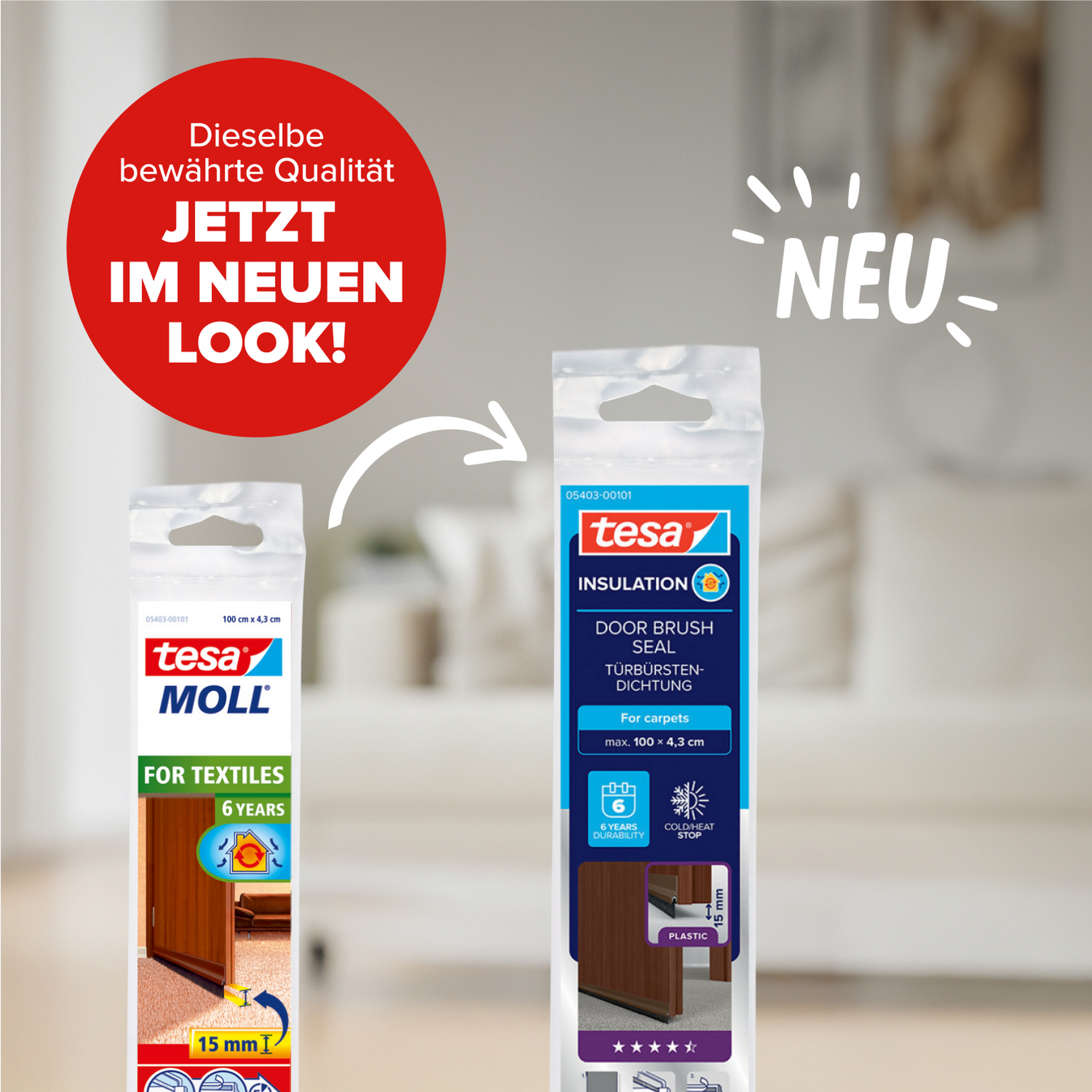 Türdichtschiene 'Insulation' für Textilböden braun 100 x 4,3 cm