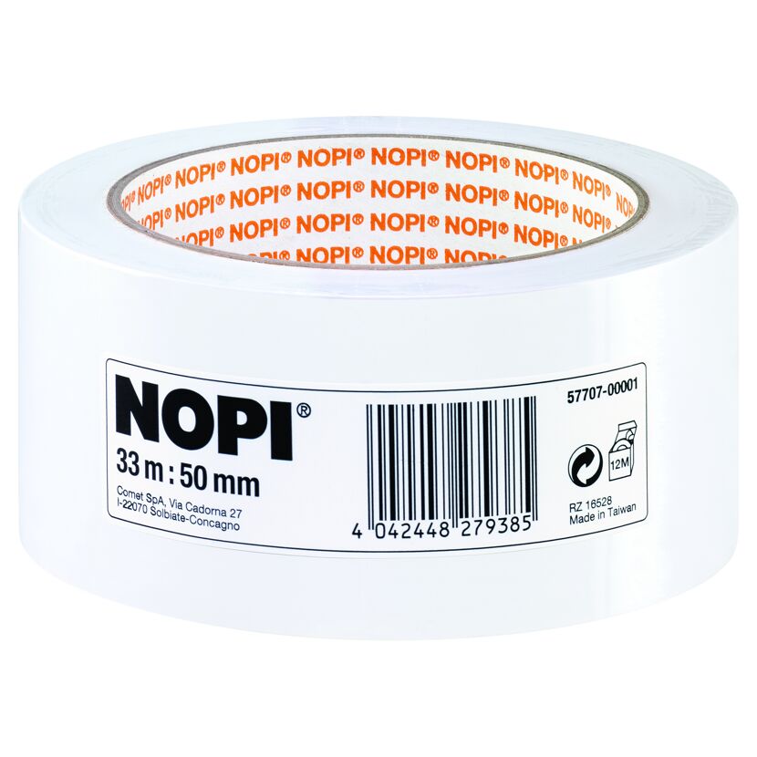 Weiße NOPI® Klebebandrolle, 33 m : 50 mm