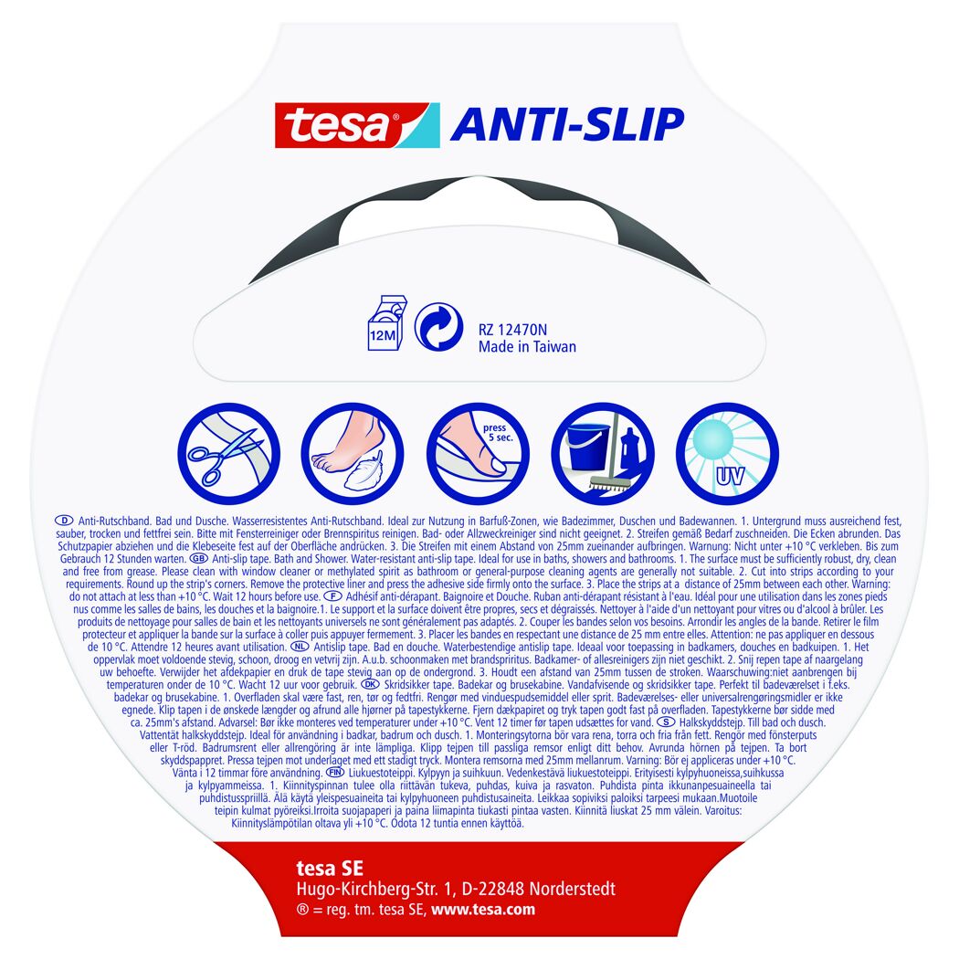 Anti-Rutschband transparent Bad/Dusche 5m x 25 mm