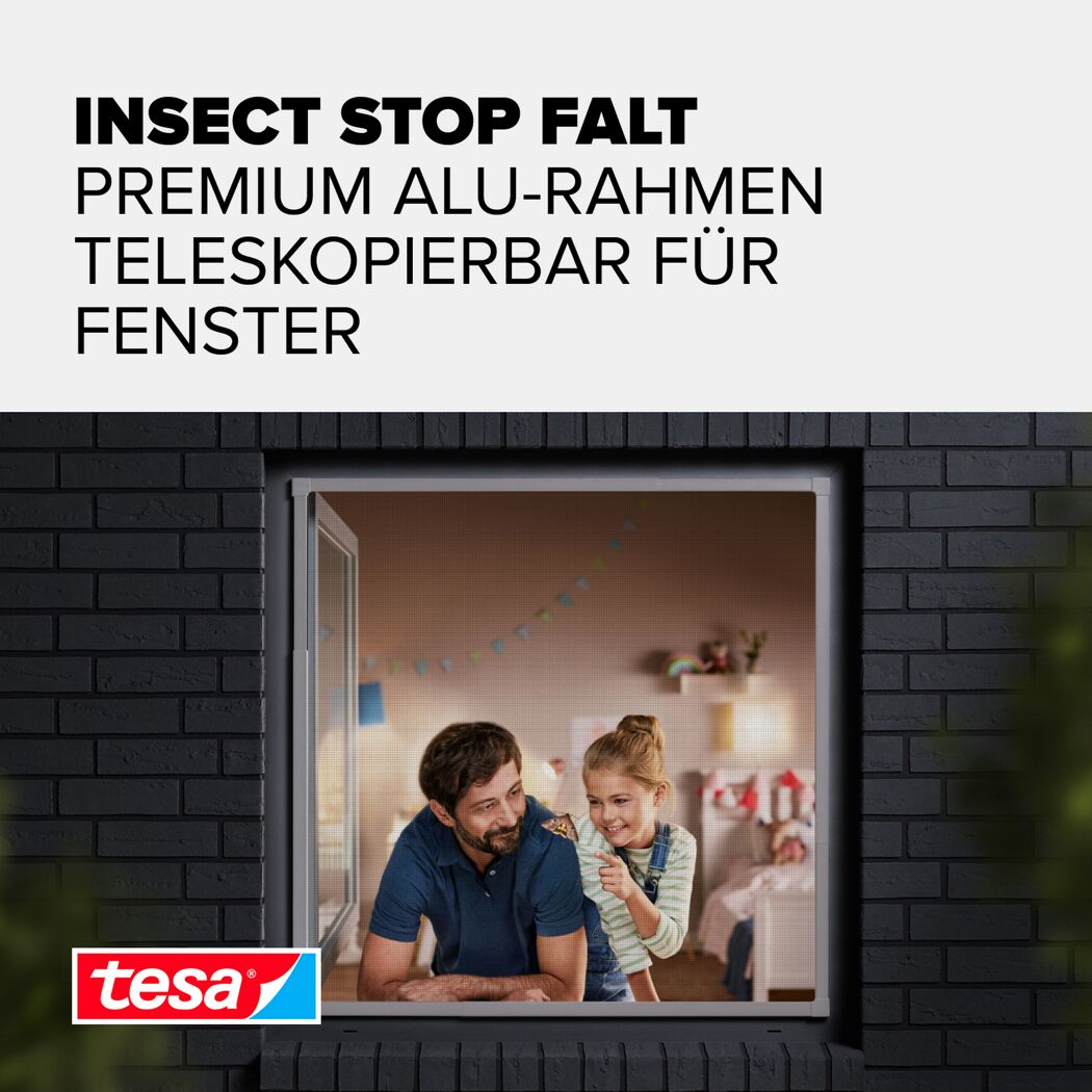 Fensterfliegengitter 'Falt' weiß stufenlos von 80 x 80 bis 140 x 140 cm