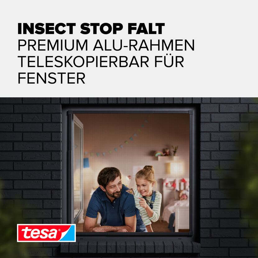Fensterfliegengitter 'Falt' anthrazit stufenlos von 80 x 80 bis 140 x 140 cm